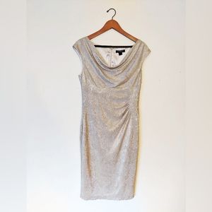 Ralph Lauren Gold Metallic Cowl Neck Dress Size 12